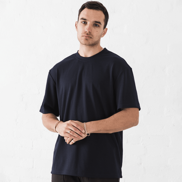 Fresh Feel Oversized T-shirt: Technical T-shirt Navy Front